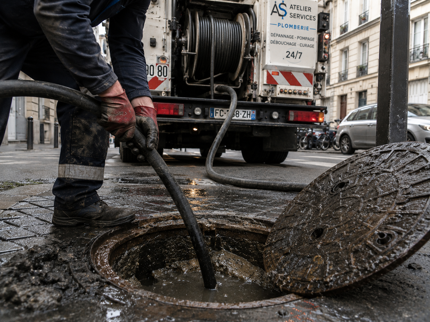Canalisation bouchée à Paris avec remontée d’eau